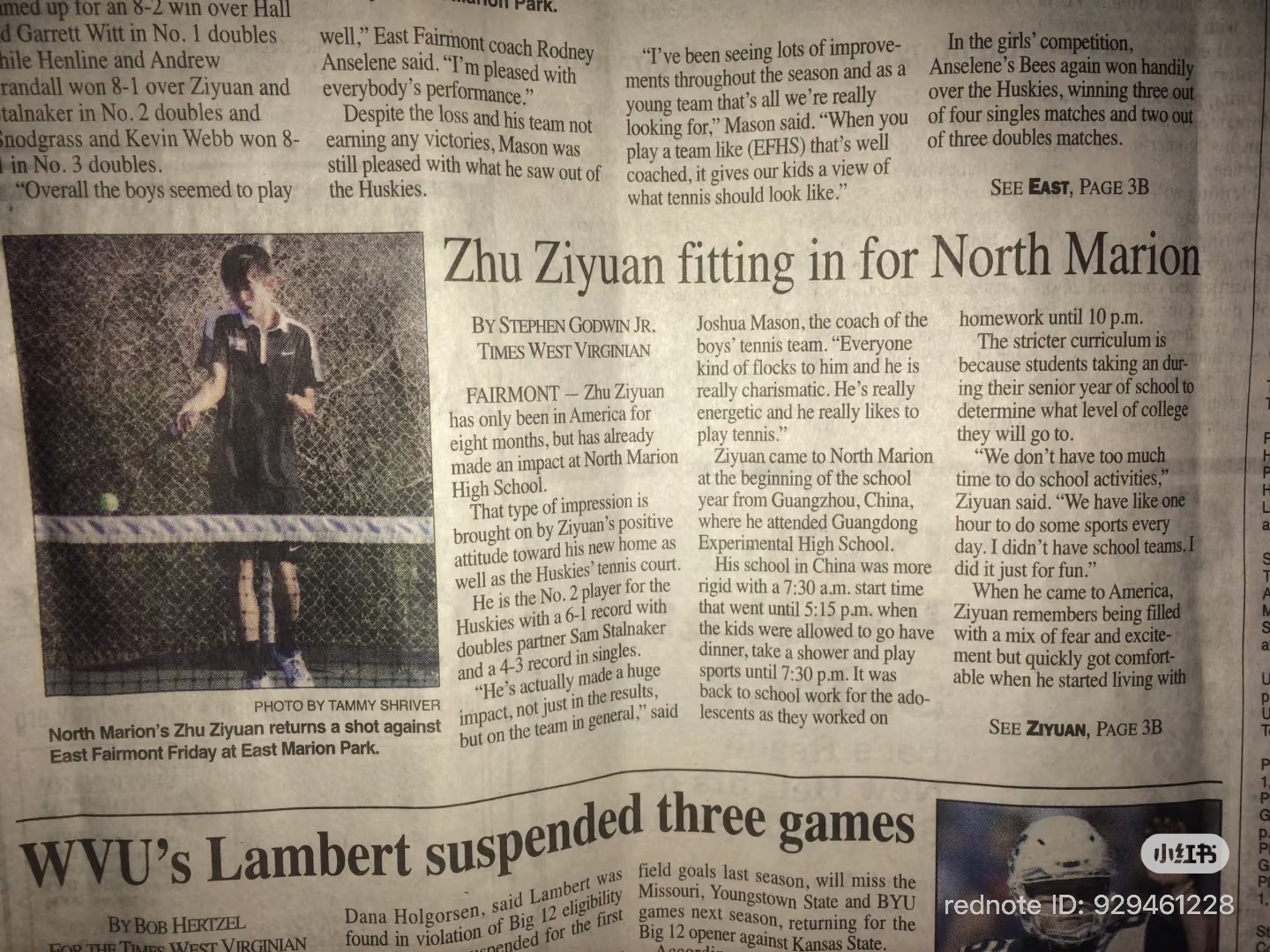 Zhu Ziyuan fitting in for North Marion